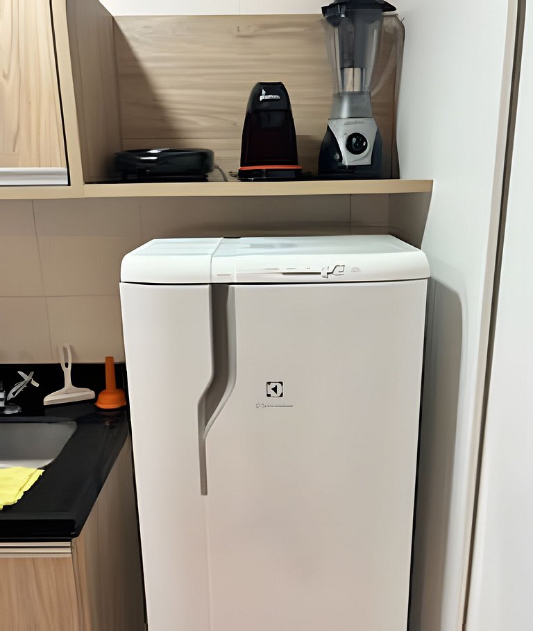 Flat em Rio2, cozinha equipada, piscina, internet de 500 Mb