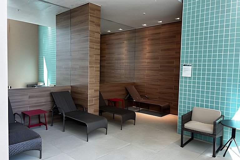 Flat |Cozinha |Lavanderia |Gym |Piscina |Sauna